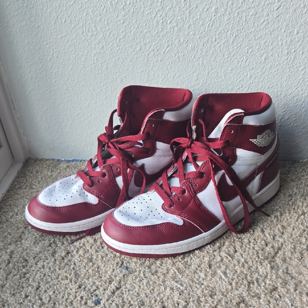 Red and White High-Top  Jordans
